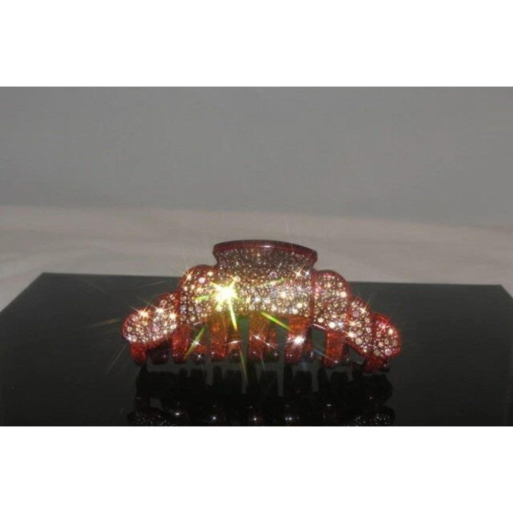 Sparkling Rhinestone Claw Clip Hair‎ Accessory Red Tortoise Shell Finish